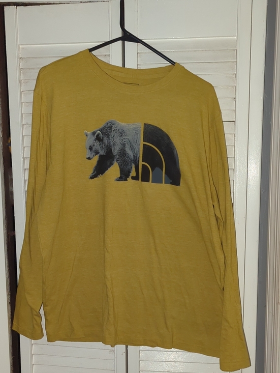 The North Face Other - The North Face Men's Long Sleeve Tee in Mustard Yellow with Bear Graphic